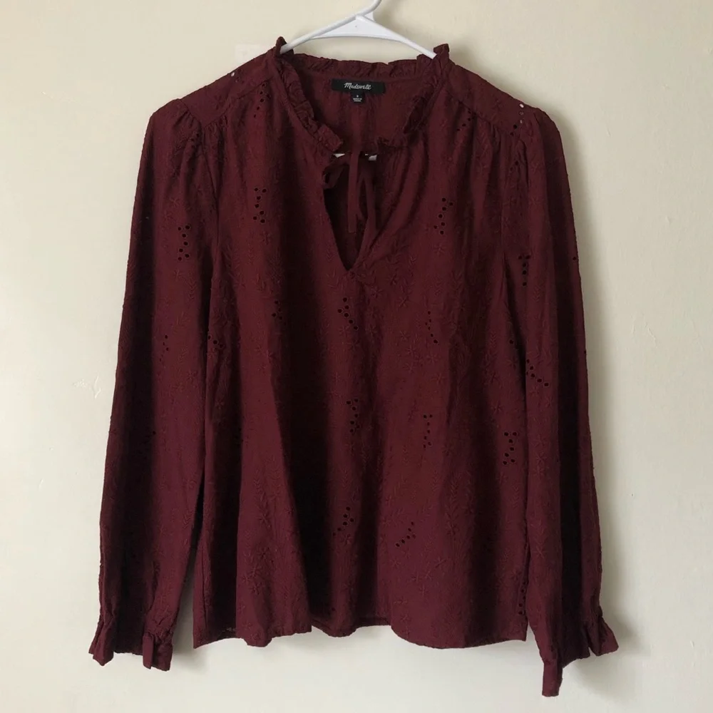 Madewell Floral Embroidered Eyelet Long Sleeve Top - Picture 4 of 9